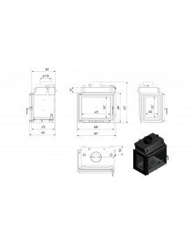 Топка с водяным контуром MAJA/PW/BL/12/W, стекло слева, змеевик-foto2