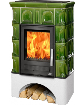 Печь-камин ABX Britania LPI кафельная, белый цоколь (ахорн)