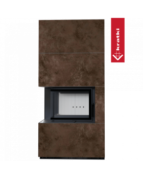 Каминокомплект FLOKI в облицовке OXIDE MORO, угловое стекло слева-foto2