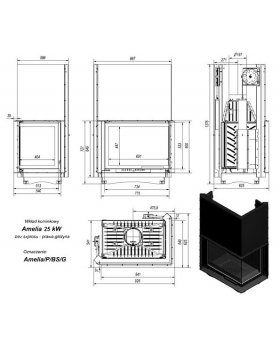 Топка AMELIA/P/BS/G, Г-образное стекло справа, гильотина-foto2