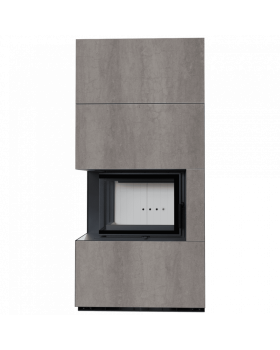 Каминокомплект FLOKI в облицовке NATURALI PIETRA DI SAVOIA GRIGIA BOCCIARDATA, угловое стекло слева-foto4