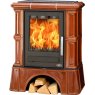 Печь-камин ABX BAVARIA LI керамическая, с чугунной топкой, с кафельным цоколем (каштан)