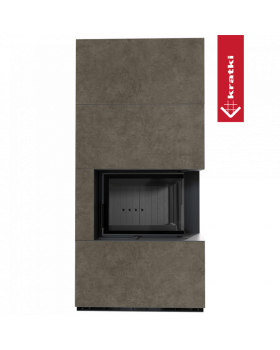 Каминокомплект FLOKI в облицовке FOKOS PIOMBO, угловое стекло справа