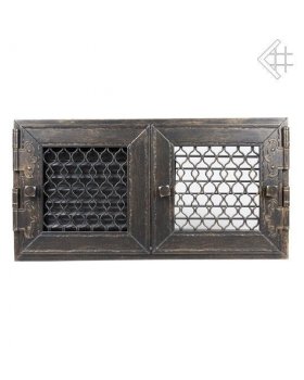 Вентиляционная решетка Ретро графит с двумя дверками открывающаяся 17х17