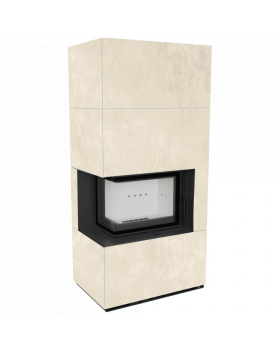 Каминокомплект FLOKI в облицовке OXIDE BIANCO, угловое стекло слева-foto3