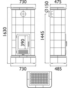 Печь-камин ABX KALEDONIE K керамическая, с теплообменником-foto4