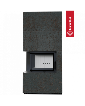 Каминокомплект FLOKI в облицовке OXIDE NERO, угловое стекло слева-foto6