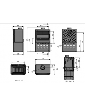 Печь-камин Leopard 9кВт, с дровником, дымоход d-150 мм-foto2