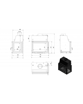 Топка с водяным контуром OLIWIA/PW/BP/22/W, стекло справа, змеевик-foto2