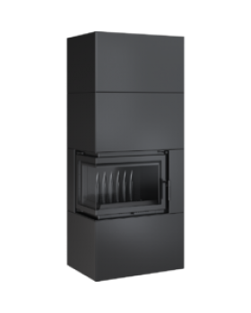 Каминокомплект Kratki SIMPLE Box черный/белый с топкой BS, левый угол-foto2