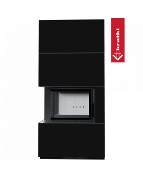 Каминокомплект FLOKI в облицовке NERO ASSOLUTO, угловое стекло слева-foto2