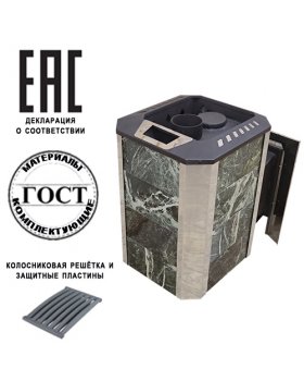 Печь Пегас 16 панорама в камне змеевик ЗК нерж-foto6