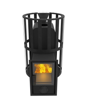 Печь-Камин для бани Воевода 15 Д-2 сетчатый кожух Закрытая каменка-foto5