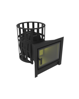 Печь-Камин для бани Воевода-ФЛАГМАН 15 сетчатый кожух-foto2