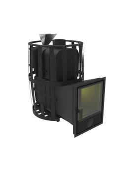 Печь-Камин для бани Воевода 20 Д-1 сетчатый кожух Закрытая каменка