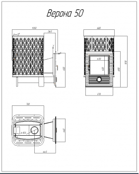 Чугунная печь для бани Verona 50 Закрытая каменка из нержавеющей стали-foto7