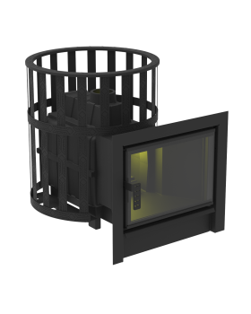 Печь-Камин для бани Воевода-ФЛАГМАН 20 сетчатый кожух