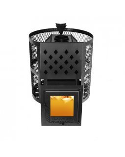 Печь Тундра-14 со стеклом сетчатый кожух Закрытая каменка-foto8