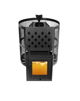 Печь Тундра-14 со стеклом сетчатый кожух Закрытая каменка-foto7