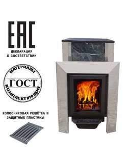 Пегас 16 чугун со стеклом в камне змеевик-foto3