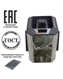 Печь Пегас 26 панорама в камне змеевик ЗК нерж-foto4