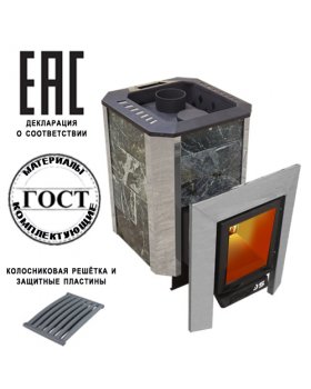 Пегас 22 чугун со стеклом в камне змеевик