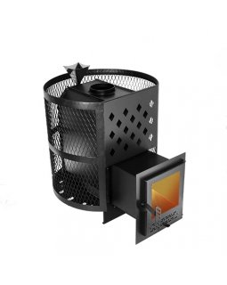 Печь Тундра-14 со стеклом сетчатый кожух Закрытая каменка-foto2