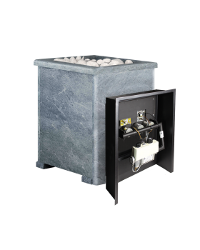 Печь-Камин Воевода 20 ГАЗ в КАМЕННОЙ ОБЛИЦОВКЕ