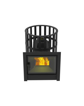 Печь-Камин для бани Воевода-ФЛАГМАН 20 сетчатый кожух-foto2