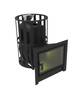 Печь-Камин для бани Воевода-ФЛАГМАН 15 сетчатый кожух Закрытая каменка-foto2