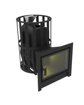 Печь-Камин для бани Воевода-ФЛАГМАН 15 сетчатый кожух Закрытая каменка Печь-Камин для бани Воевода-ФЛАГМАН 15 сетчатый кожух Закрытая каменка