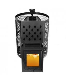 Печь Тундра-16 со стеклом сетчатый кожух Закрытая каменка-foto8