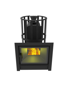 Печь-Камин для бани Воевода-ФЛАГМАН 15 сетчатый кожух Закрытая каменка-foto2