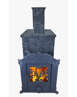 Verona 50 ЗК-нерж, в КАМЕННОЙ ОБЛИЦОВКЕ+Облицовка Дымохода 500мм-foto2