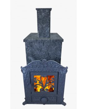 Verona 50 ЗК-нерж, в КАМЕННОЙ ОБЛИЦОВКЕ+Облицовка Дымохода 500мм