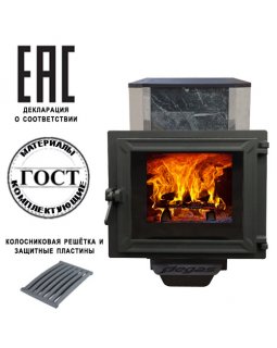 Печь Пегас 16 панорама в камне змеевик ЗК нерж-foto3