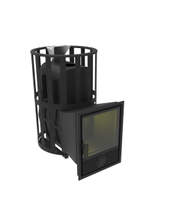 Печь-Камин для бани Воевода 15 Д-1 сетчатый кожух Закрытая каменка-foto2