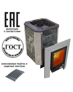 Пегас 16 чугун со стеклом в камне змеевик-foto2