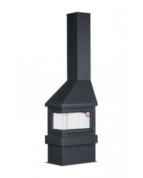 Камин ПРАГА УГЛОВОЙ левый черный, шамот белый-foto7