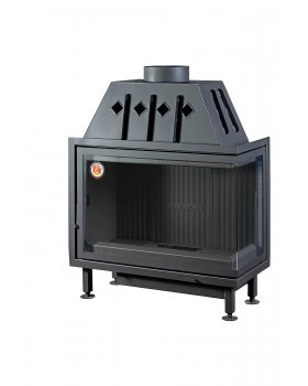 Каминная топка Экокамин Альфа 1000 RB два стекла правая черный шамот