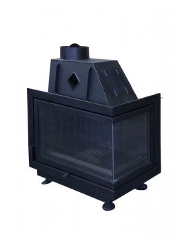 Каминная топка Экокамин Альфа 700 RB два стекла правая черный шамот