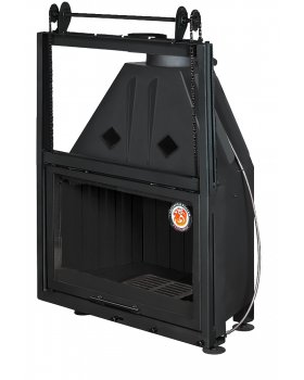 Каминная топка Экокамин Альфа 800 KВ с контргрузом черный шамот