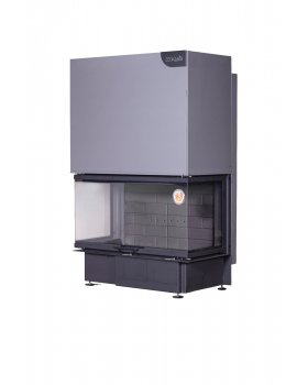 Каминная топка Экокамин ДЕЛЬТА 1000 KB три стекла черный шамот