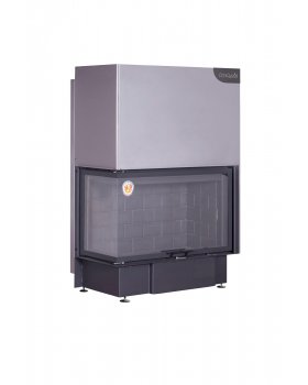 Каминная топка Экокамин ДЕЛЬТА 1000 LB два стекла принтинг левая черный шамот