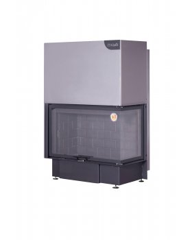 Каминная топка Экокамин ДЕЛЬТА 1000 RB два стекла принтинг правая черный шамот