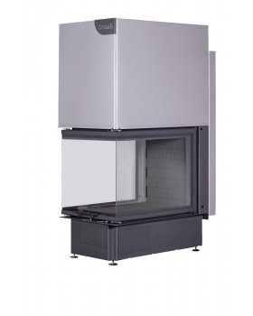 Каминная топка Экокамин ДЕЛЬТА 700 PB три стекла подовое горение принтинг черный шамот