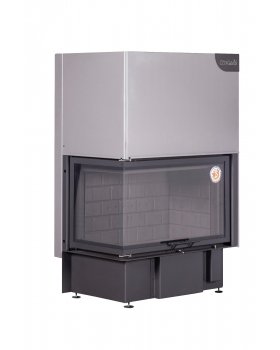 Каминная топка Экокамин ДЕЛЬТА 800 LB два стекла левая принтинг черный шамот