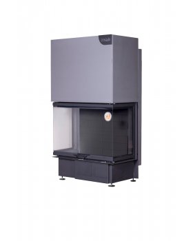 Каминная топка Экокамин ДЕЛЬТА 800 PВ три стекла принтинг подовое горение черный шамот