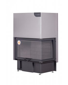 Каминная топка Экокамин ДЕЛЬТА 800 RB два стекла правая принтинг черный шамот