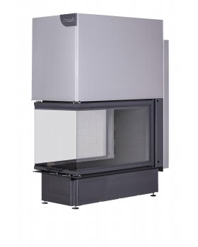 Каминная топка Экокамин ДЕЛЬТА 900 PB три стекла подовое горение принтинг черный шамот